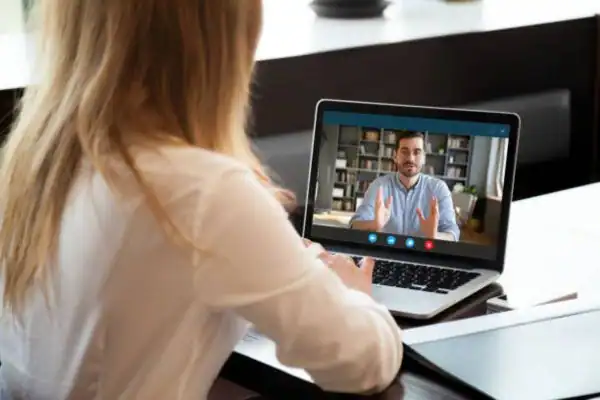 image of woman attending online mediation Hillingdon speak to our team today!